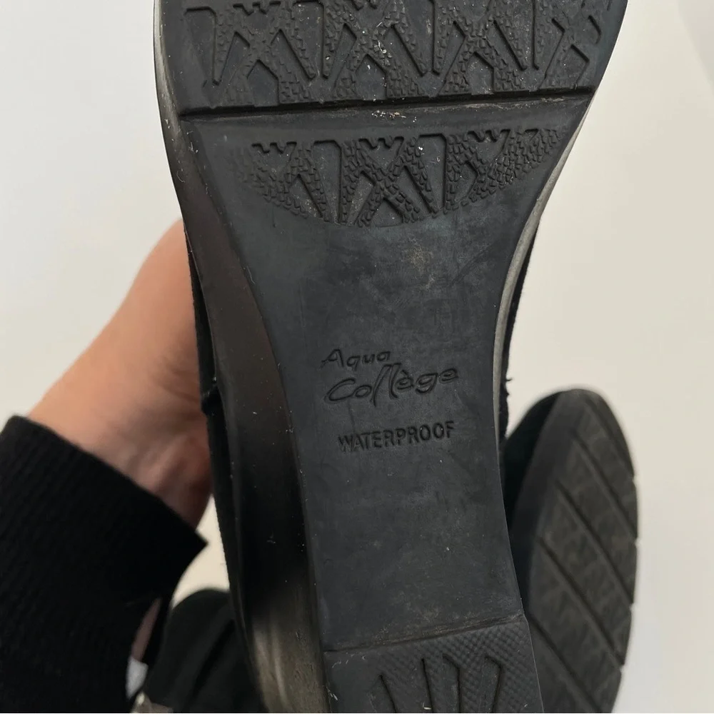 Aqua College Lisa Waterproof Black Suede Wedge Winter Boots side-zip 8 - Picture 8 of 12
